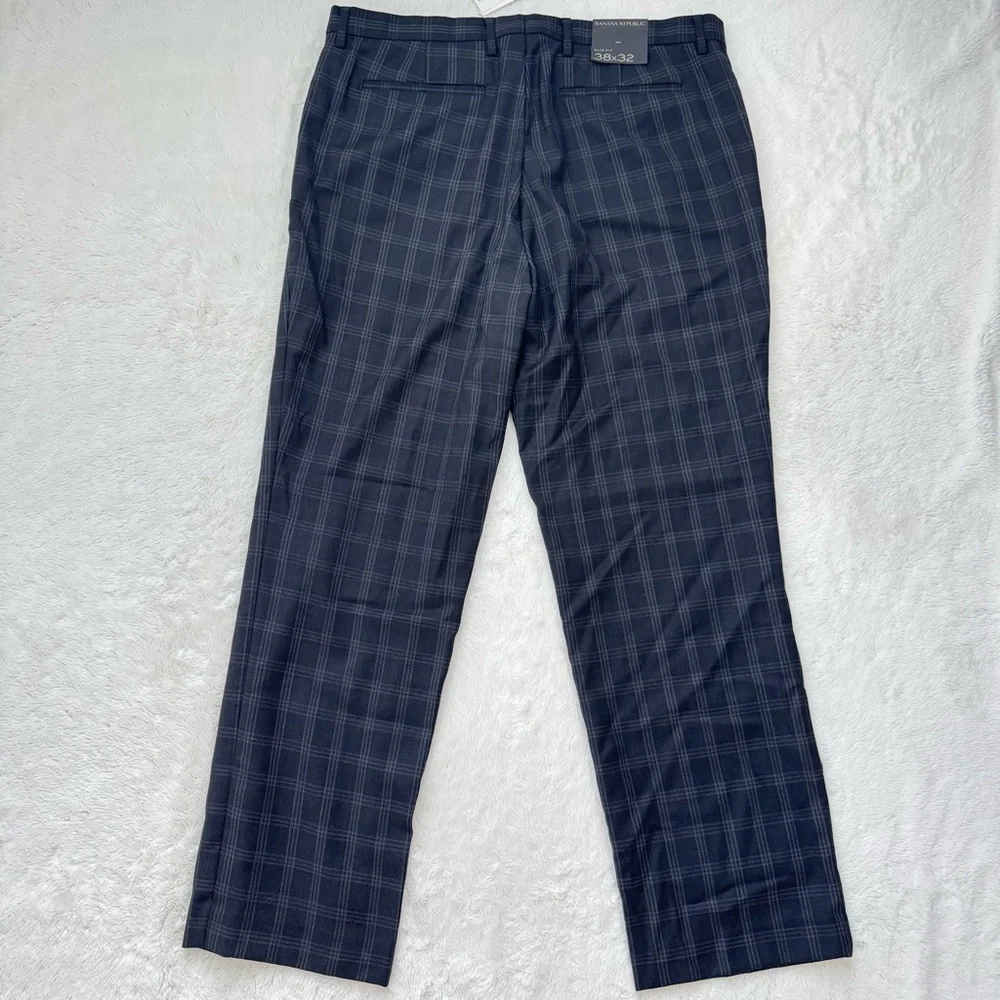 Banana Republic Pants Men’s 38x32 Black Check‎ Slim Fit 100% Wool Career NEW